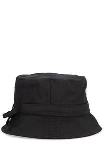 Jacquemus unisex black canvas bucket hat with a side tied bow featuring a casual stylish design