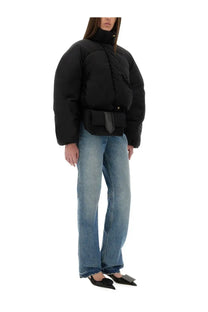 Jacquemus women’s the caraco black puffer short jacket with high collar and quilted design in a sleek material