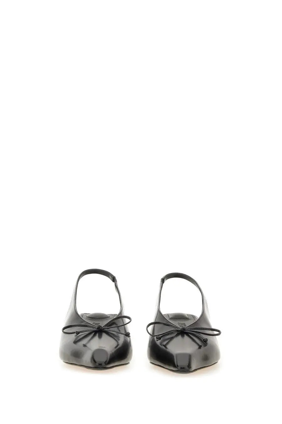 Jacquemus women’s the cubisto slingbacks black patent leather ballet flats with delicate bow at the toe