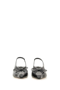 Jacquemus women’s the cubisto slingbacks black patent leather ballet flats with delicate bow at the toe