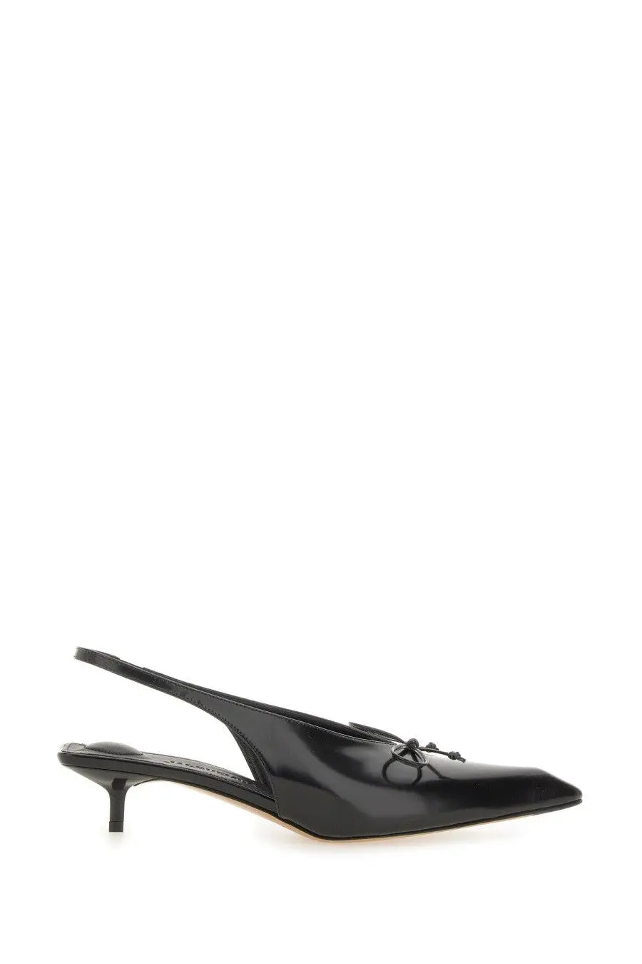 Jacquemus women’s the cubisto slingbacks black patent leather pumps with pointed toe and delicate bow detail at front