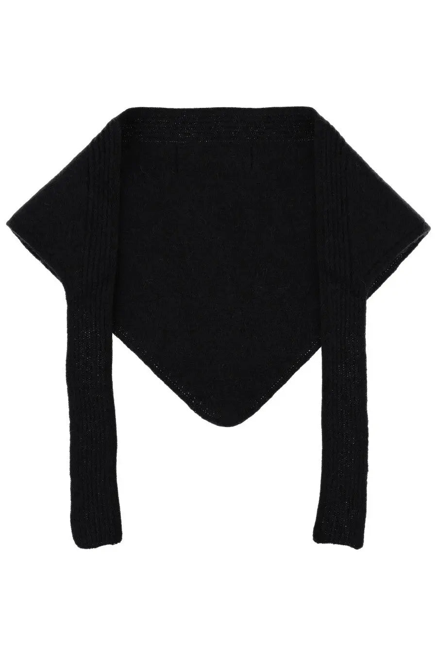 Jacquemus women’s grosgrain shawl black ribbed knitted scarf with long tapered ends for stylish warmth