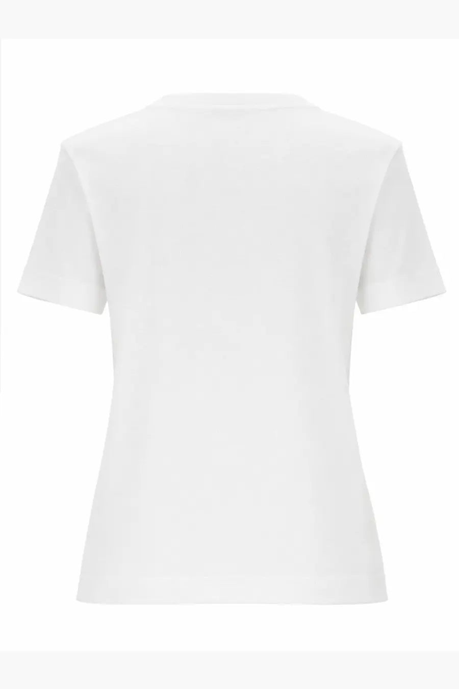 Jacquemus women’s grosgrain white short sleeve shirt with simple crew neck design in breathable cotton fabric