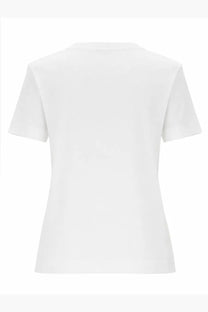Jacquemus women’s grosgrain white short sleeve shirt with simple crew neck design in breathable cotton fabric