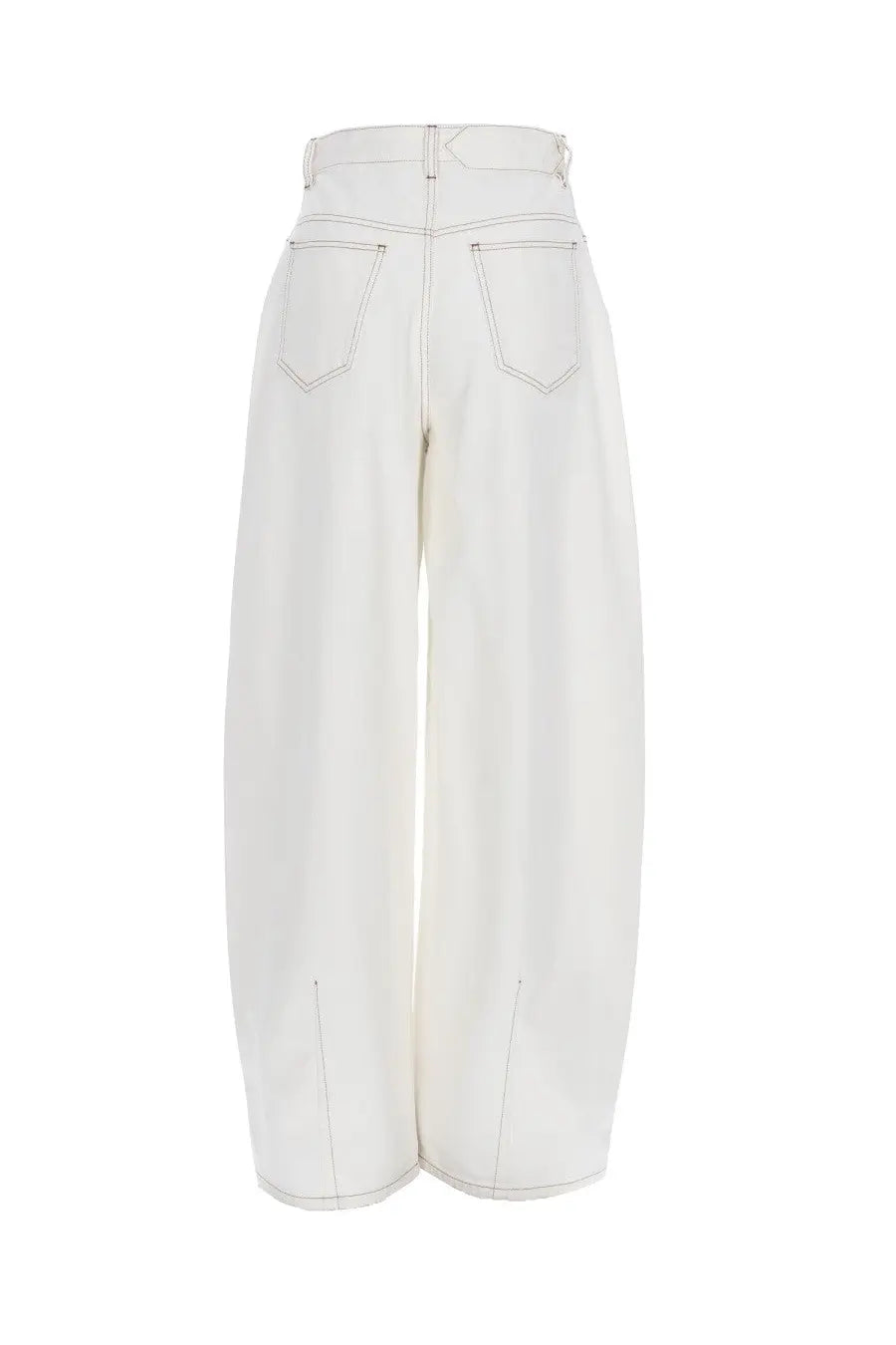 Jacquemus women’s jeans ovalo white high-waisted wide-leg trousers with subtle stitching details in white