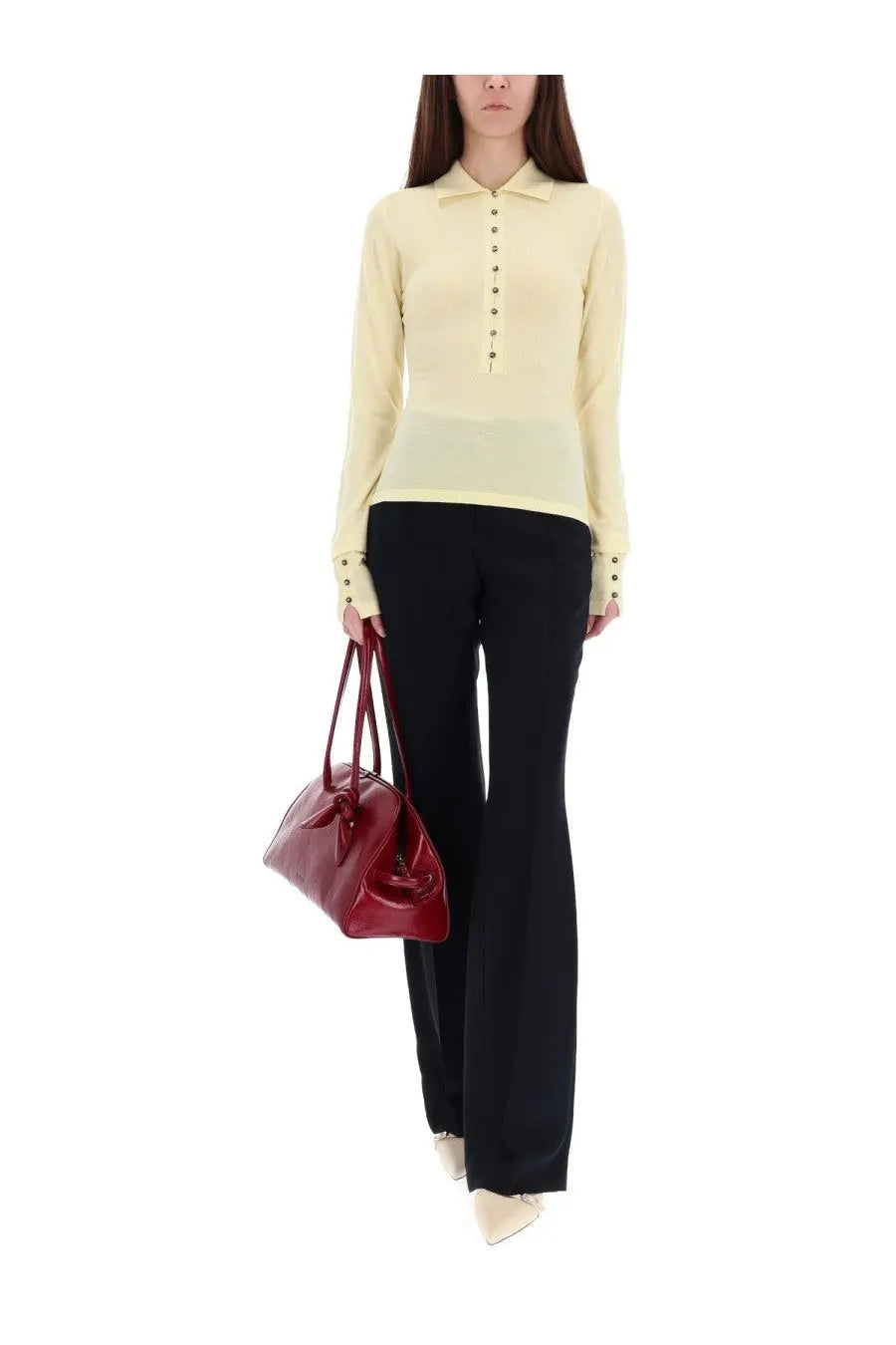 JACQUEMUS Women's Knitted Polo Yellow, view 2