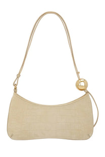 Jacquemus womens la borsa bisou perle beige beige crocodile embossed leather shoulder bag with gold tone clasp