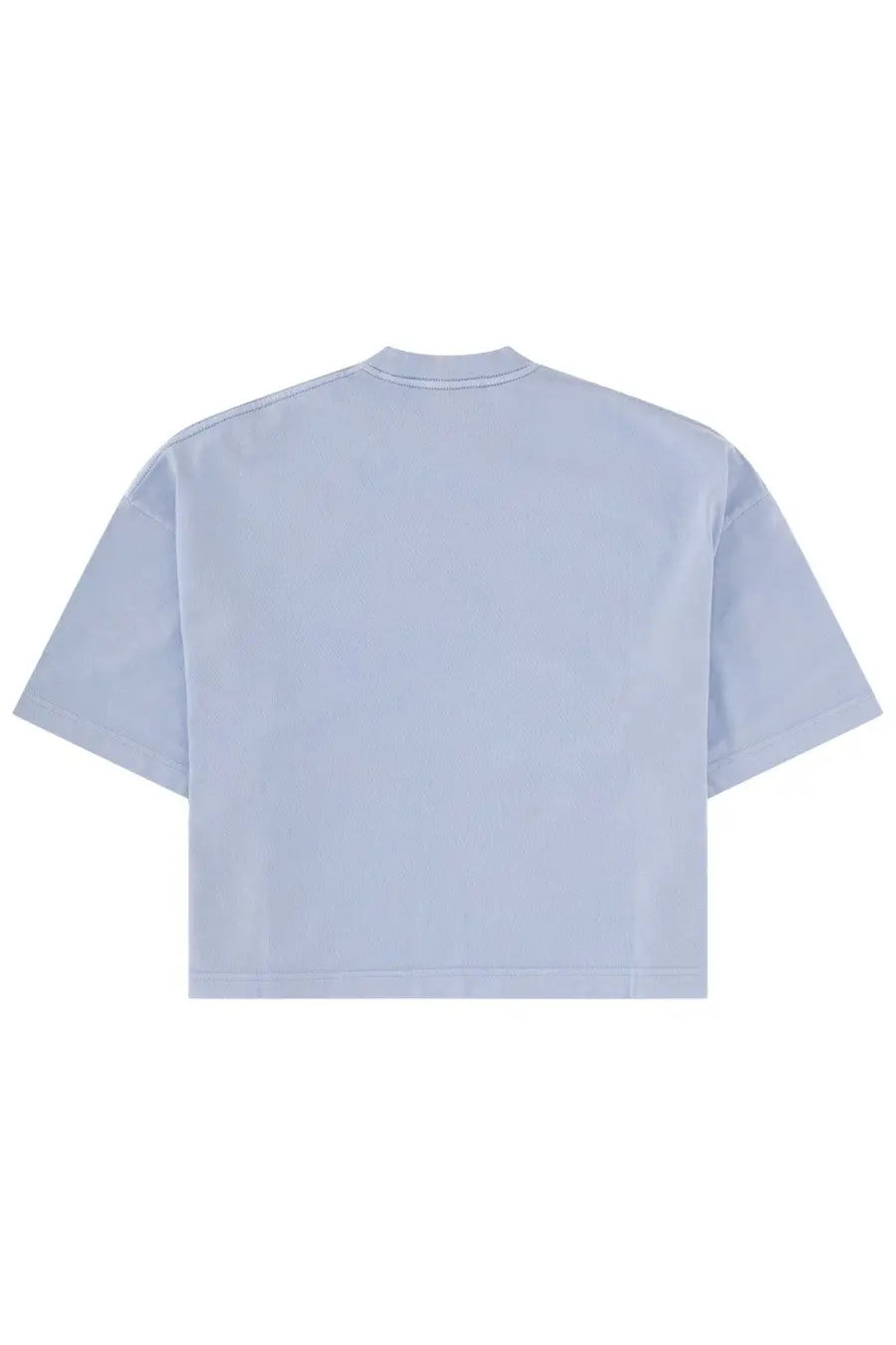 Jacquemus women’s le shirt pigmento blue light blue cropped short sleeve t-shirt with minimalist crew neck design