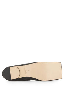 Jacquemus women’s square dancer black leather ballet flat with square heel and beige insole visible from the back