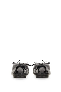 Jacquemus women’s square dancer black patent leather ballet flats with bow detail at the front