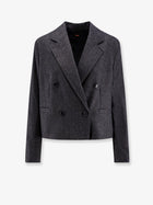 BOSS Women's Jafleni Double Breasted Wool Blend Blazer Blue