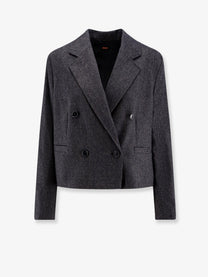 BOSS Women's Jafleni Double Breasted Wool Blend Blazer Blue