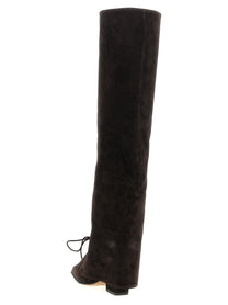 Paris Texas Jane Fold over Lace up Boots Brown