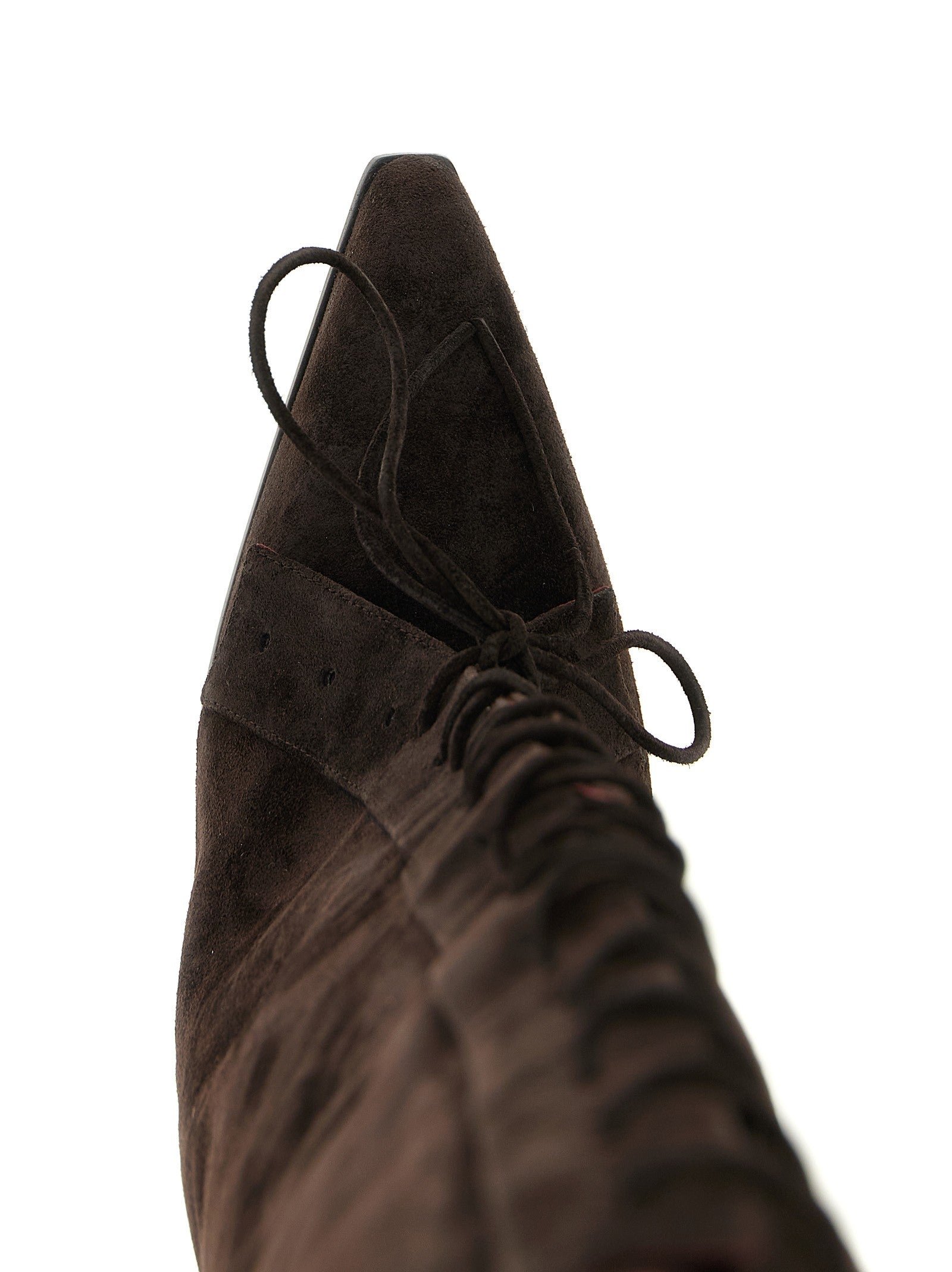Paris Texas Jane Fold over Lace up Boots Brown