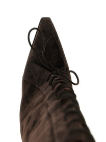 Paris Texas Jane Fold over Lace up Boots Brown