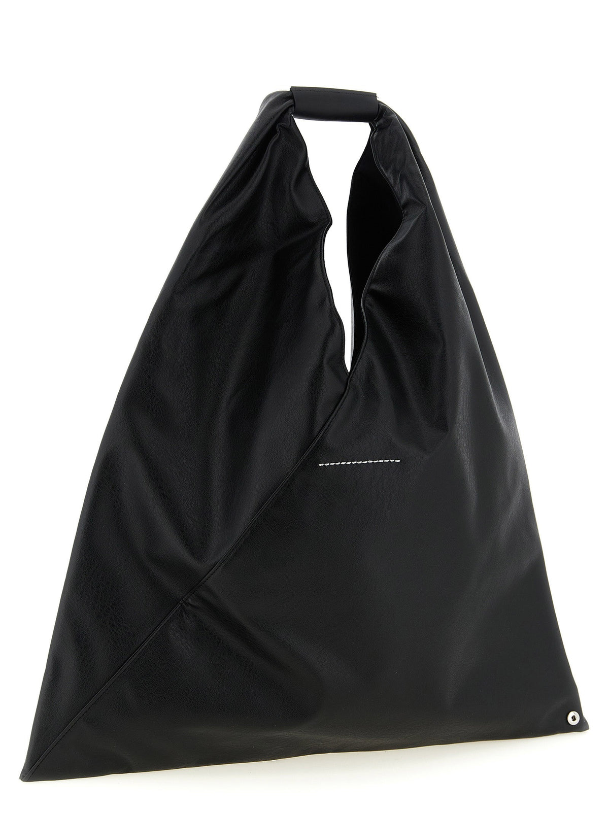 MM6 Maison Margiela Women's Japanese Triangular Shaped Tote Bag in Synthetic Leather Black, view 2