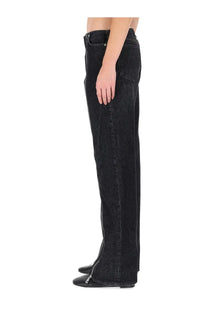 Jean Paul Gaultier women’s black wide-leg denim pants with double zipper detail at the ankle