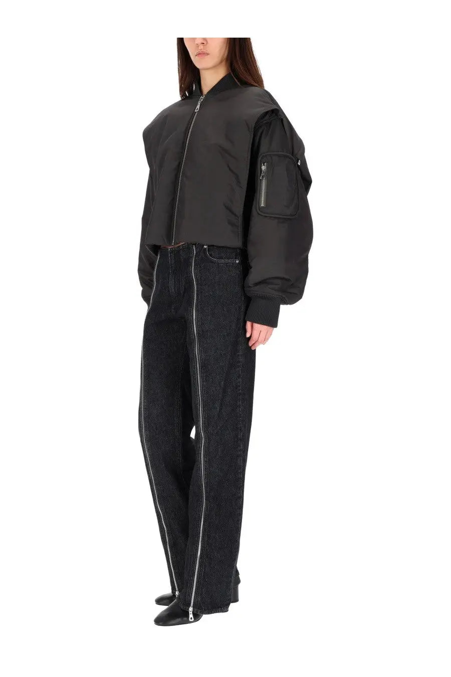 Jean Paul Gaultier Women's The Hooded Bomber Jacket Grey, view 2