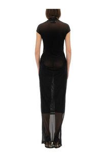 Jean Paul Gaultier women’s black mesh dress with sheer panels and fitted silhouette