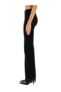 Jean Paul Gaultier women’s black high-waisted trousers with sheer mesh side panel in brown product line