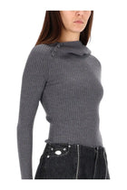 Jean Paul Gaultier Women's Ribbed Wool Sweater Grey, view 4