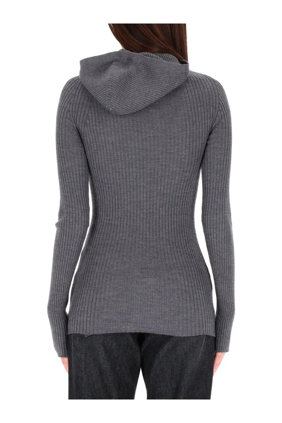 Jean Paul Gaultier Women's Ribbed Wool Sweater Grey, view 3