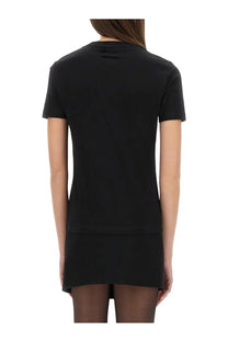 Jean paul gaultier women’s black short-sleeved t-shirt with subtle seam detail at the neckline