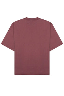 Jean Paul Gaultier women’s oversized mauve t-shirt with crew neck and subtle stitching details front view