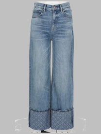 Tory Burch Women's Jeans Gamba Dritta Con Risvolto Contrasto Blue