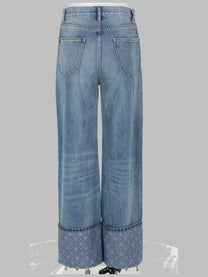 Tory Burch Women's Jeans Gamba Dritta Con Risvolto Contrasto Blue
