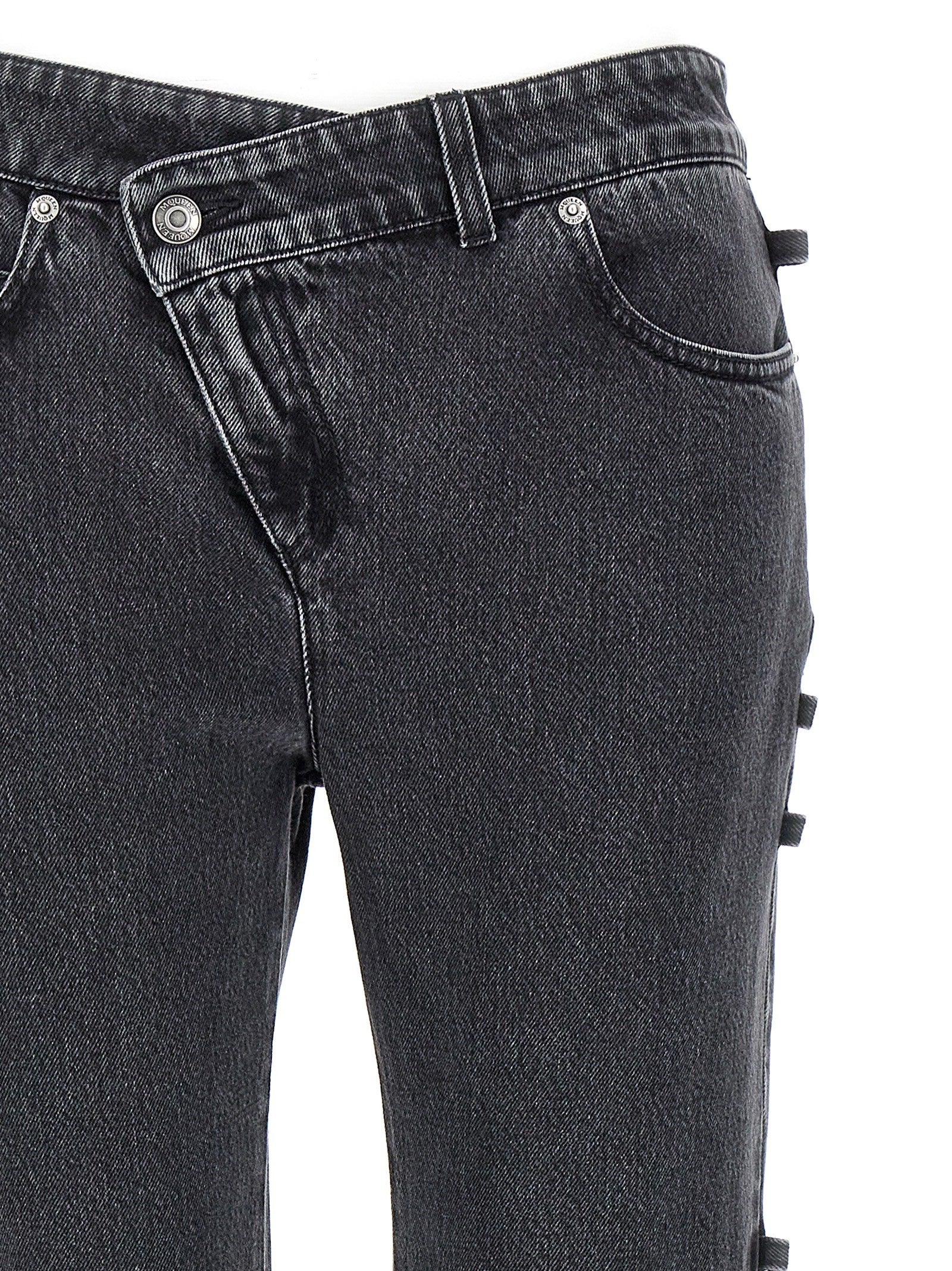 Alexander McQueen Jeans Asymmetric Closure Black