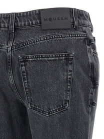 Alexander McQueen Jeans Asymmetric Closure Black