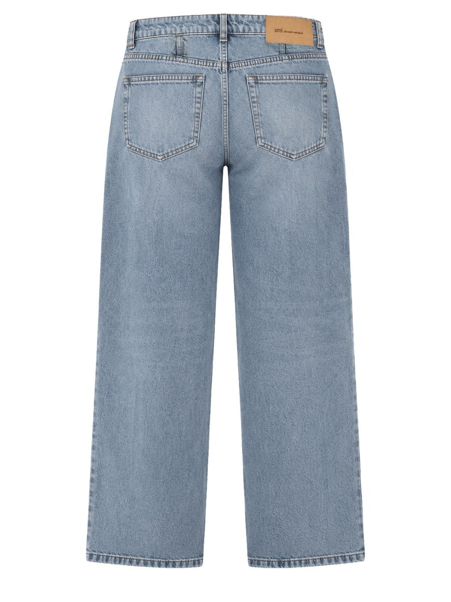 Ami Paris Men's Denim Cotton Jeans Baggy Blue, view 2