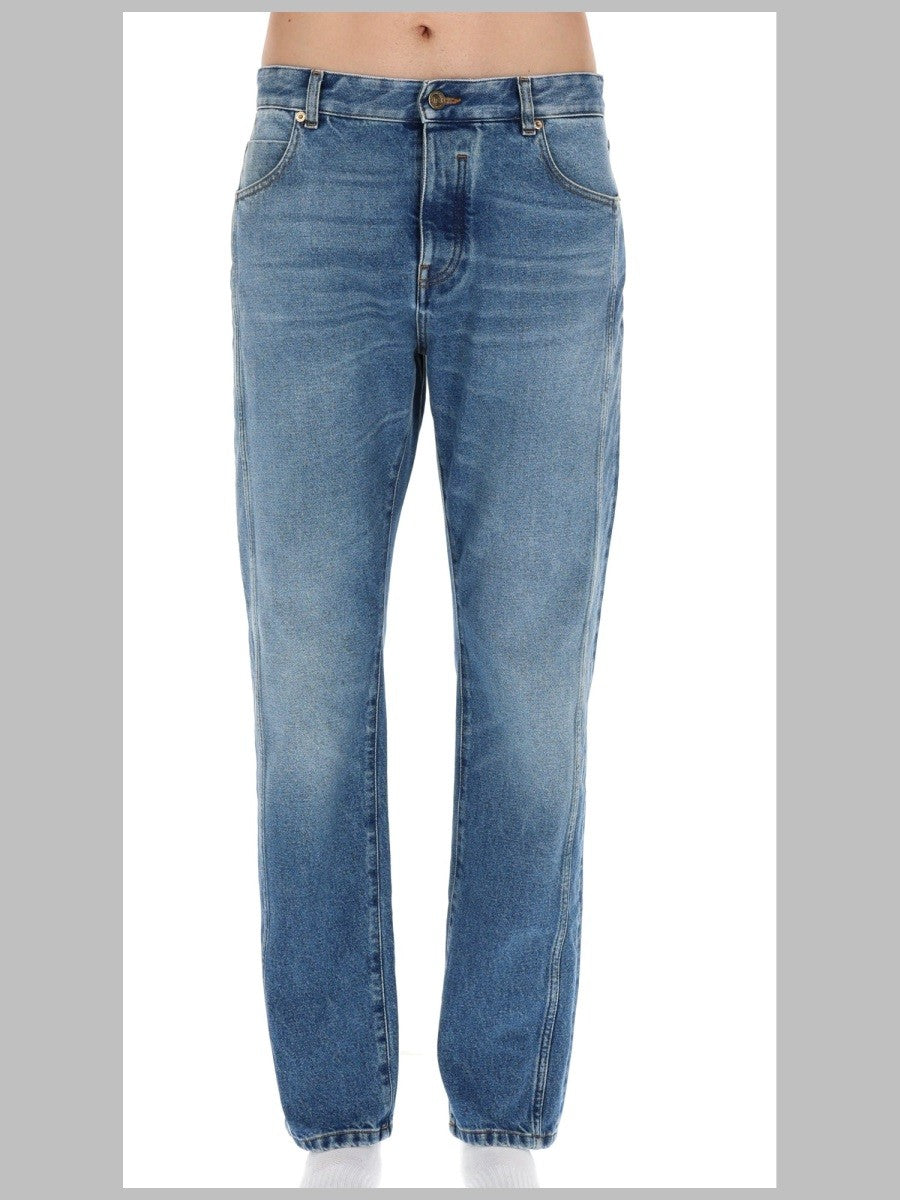 Balmain Men's Jeans Dritto in Denim Délavé Blue