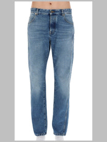 Balmain Men's Jeans Dritto in Denim Délavé Blue