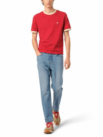 Ami Paris Men's Jeans in Cotone Taglio Tapered Blue