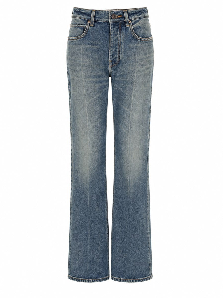 Balenciaga Women's Denim Jeans with Details Usurati Blue