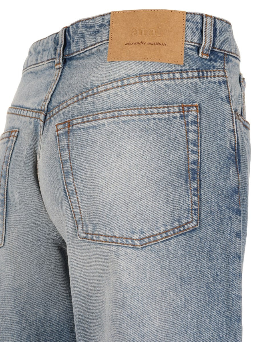 Ami Paris Women's Jeans Large Fit in Denim Blue
