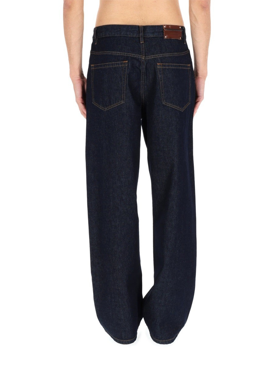 Dries Van Noten Men's Jeans Pine Blue