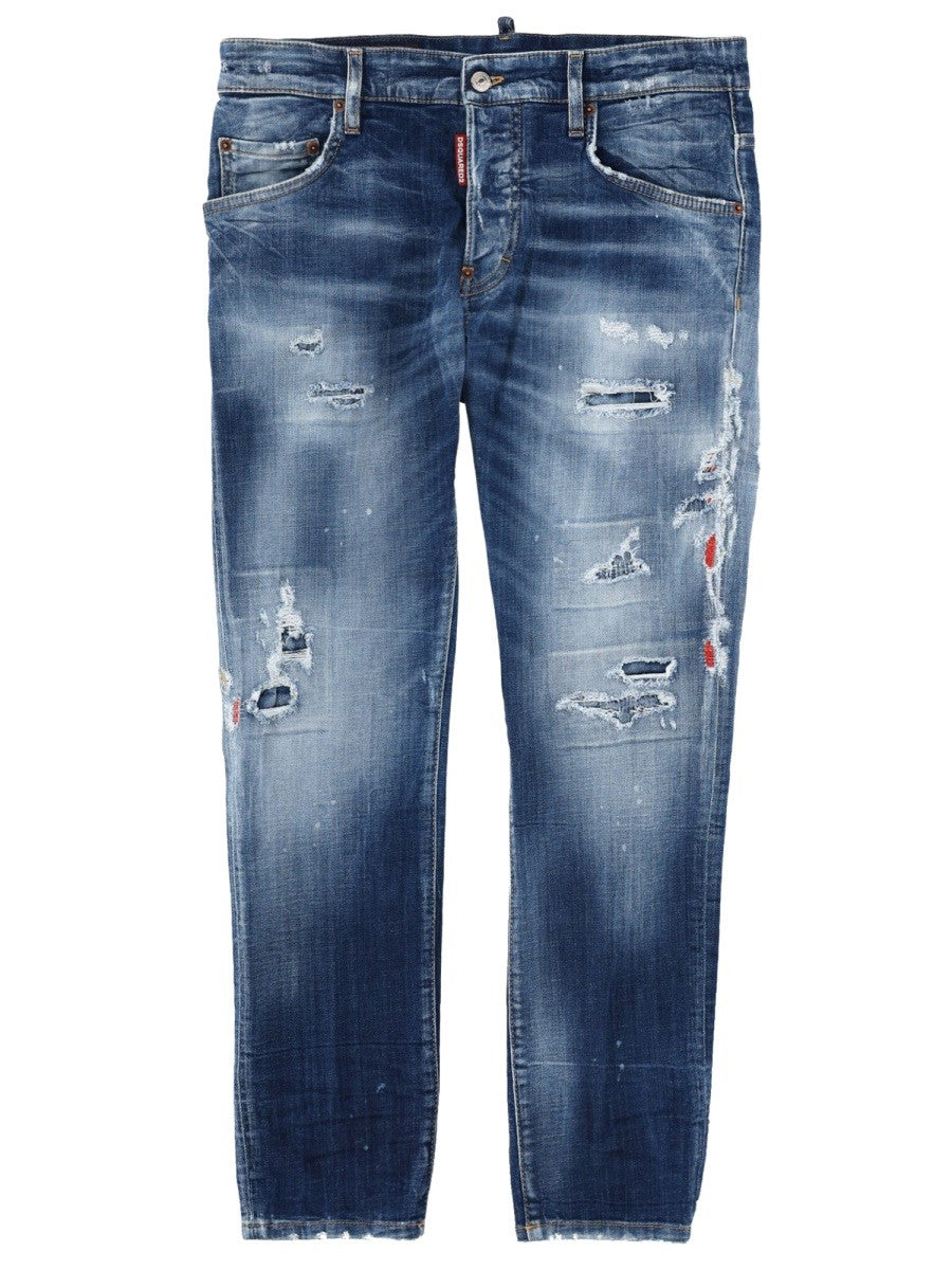 Dsquared2 Men's Jeans Skater Effetto Destroy Blue