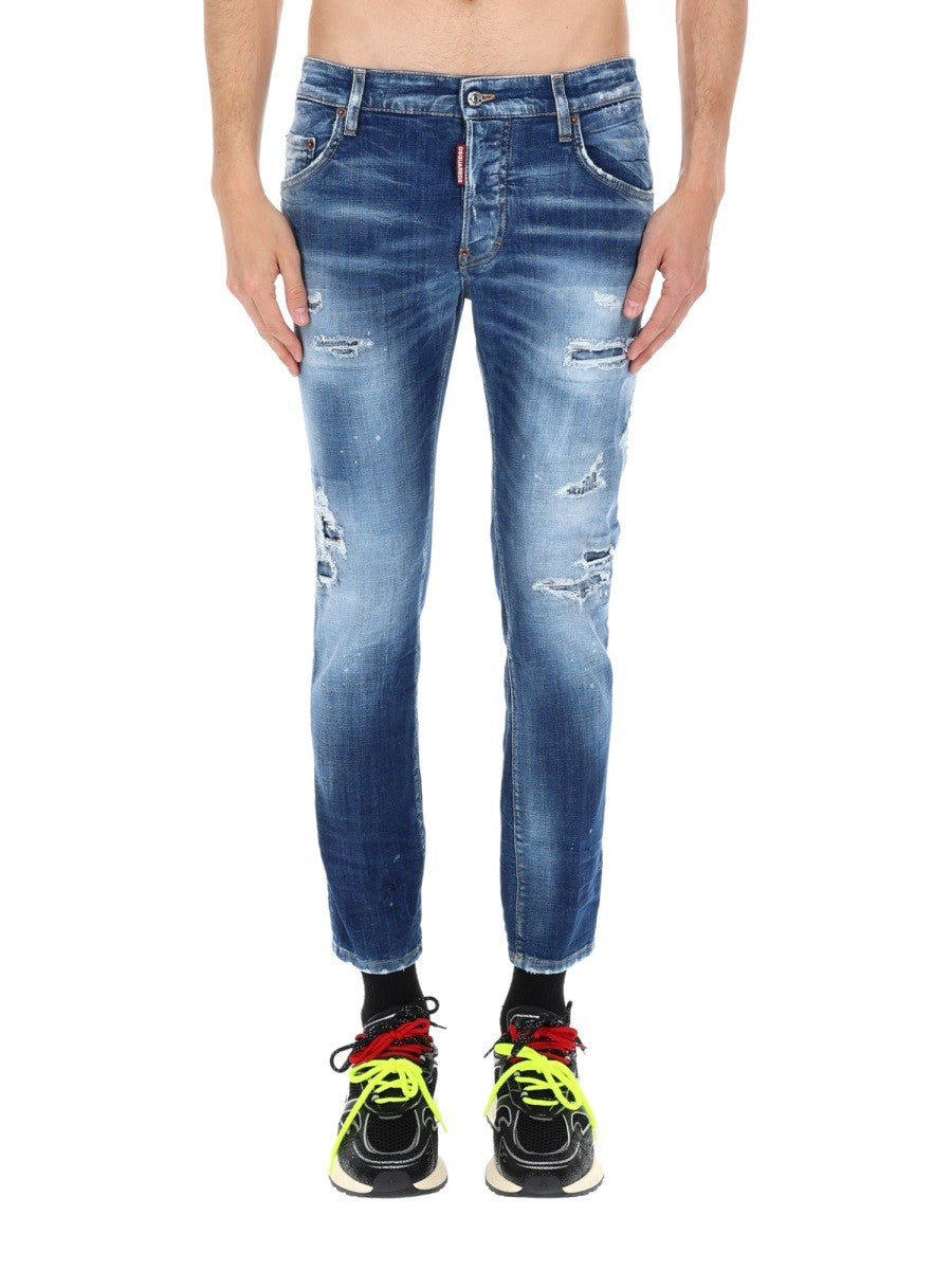 Dsquared2 Men's Jeans Skater Effetto Destroy Blue