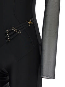Elisabetta Franchi Jersey and Tulle Jumpsuit Black
