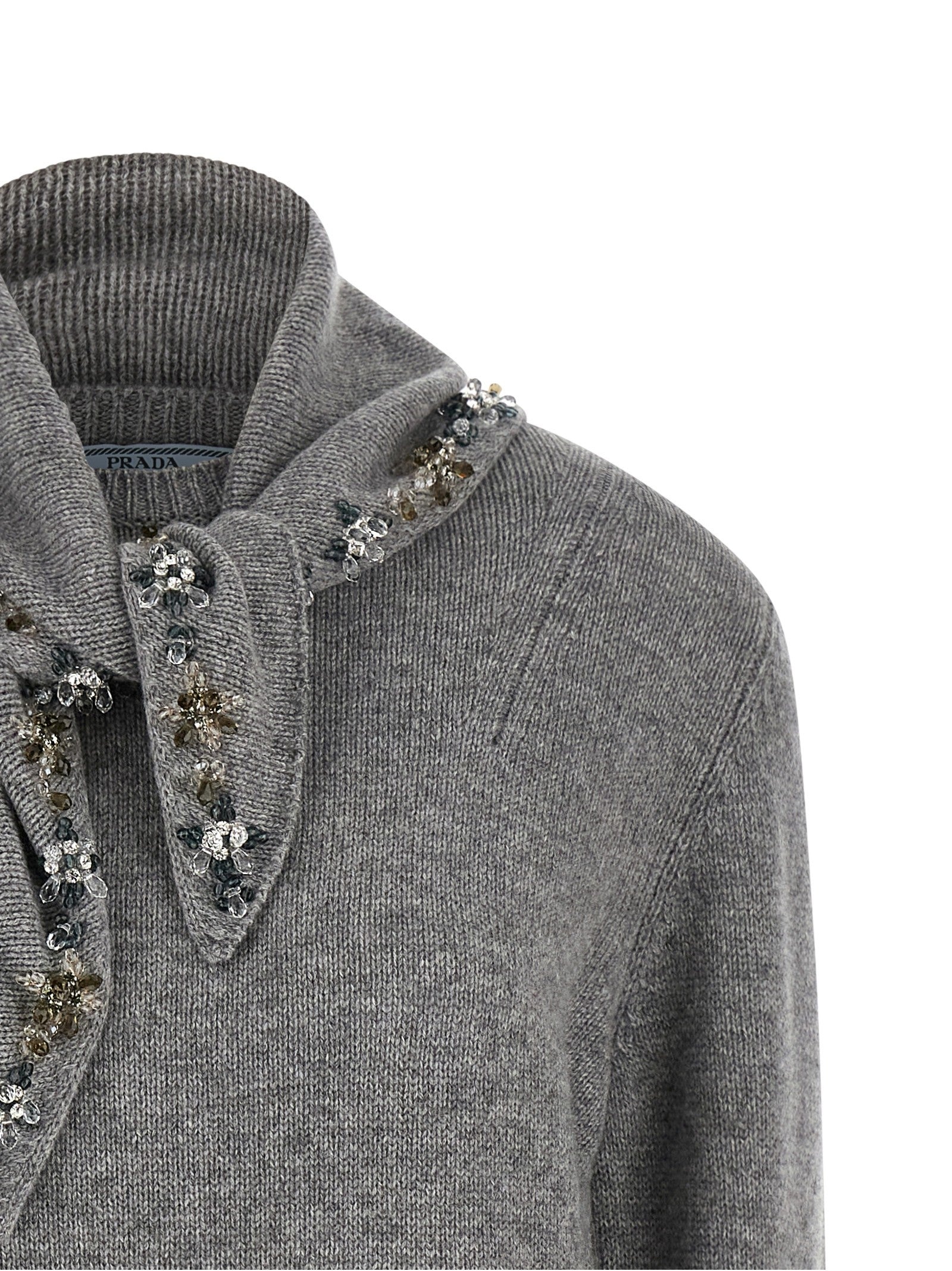PRADA Jewel Bandana Sweater Grey