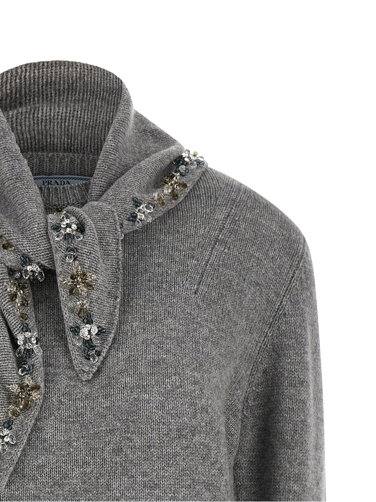 PRADA Jewel Bandana Sweater Grey, view 4