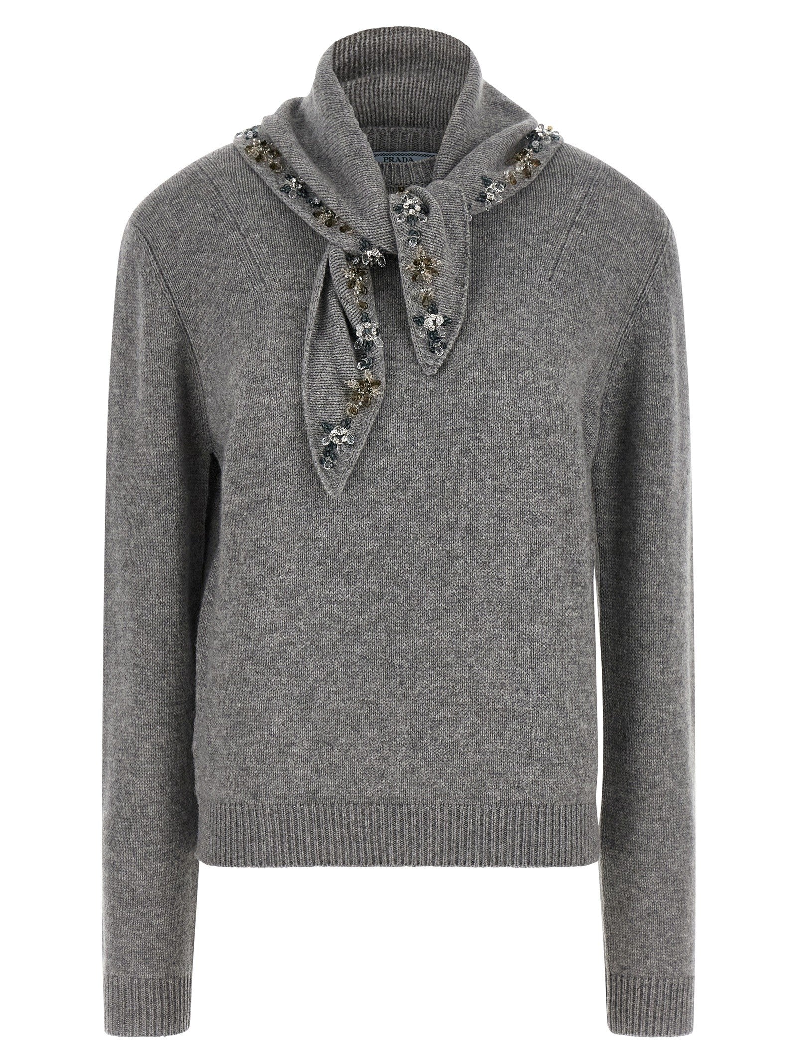 PRADA Jewel Bandana Sweater Grey