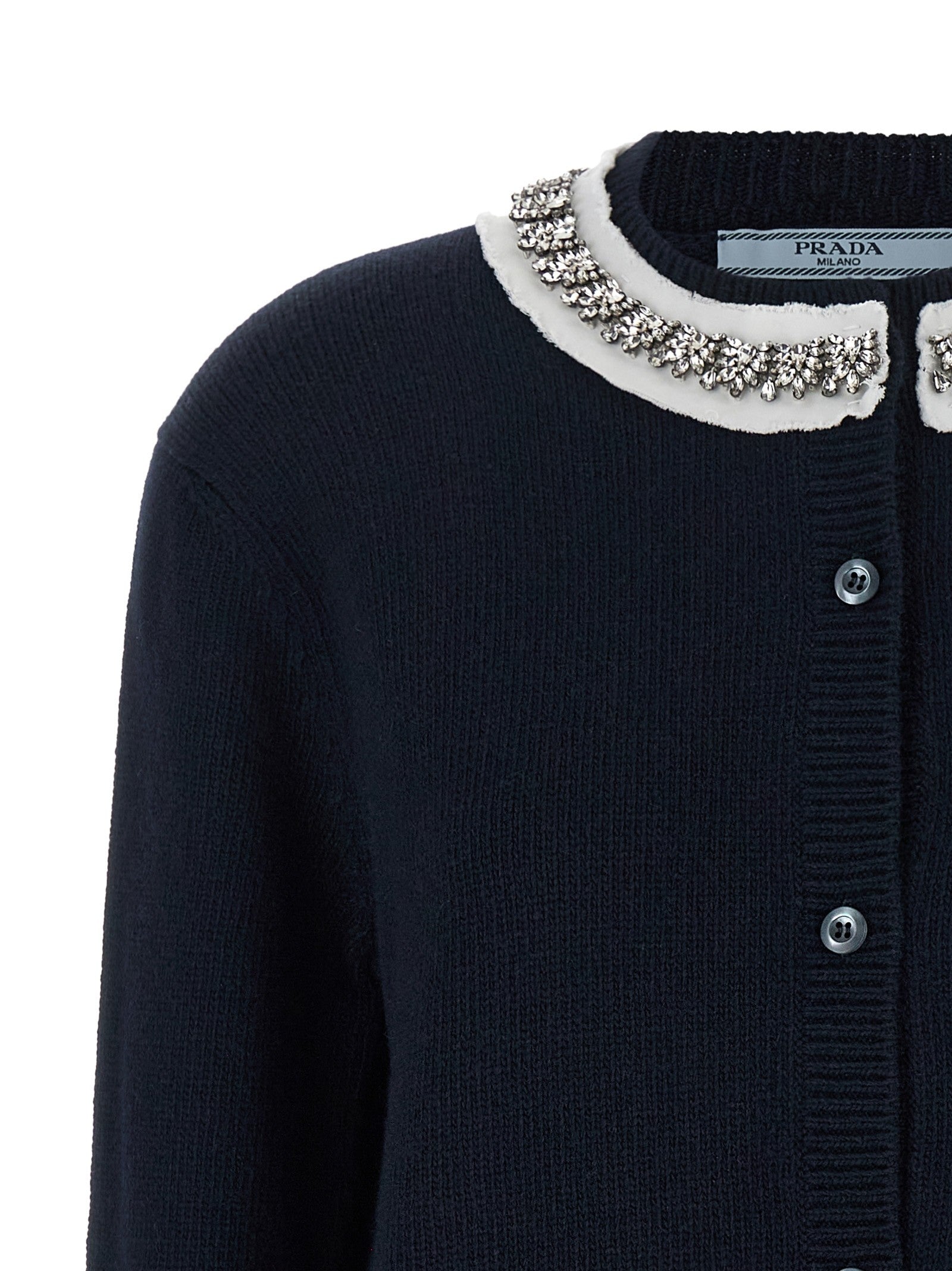 PRADA Jewel Collar Cardigan Blue