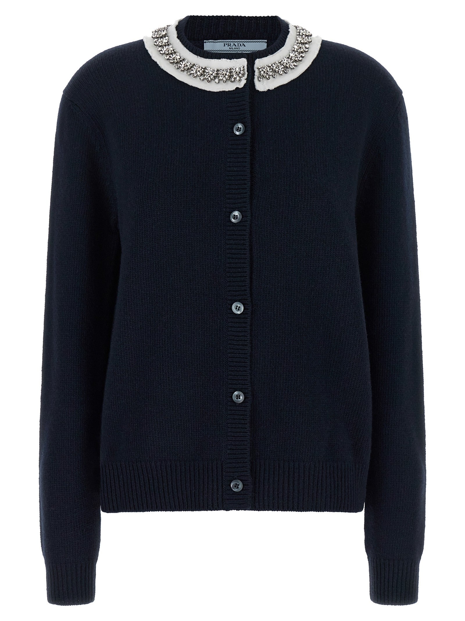 PRADA Jewel Collar Cardigan Blue