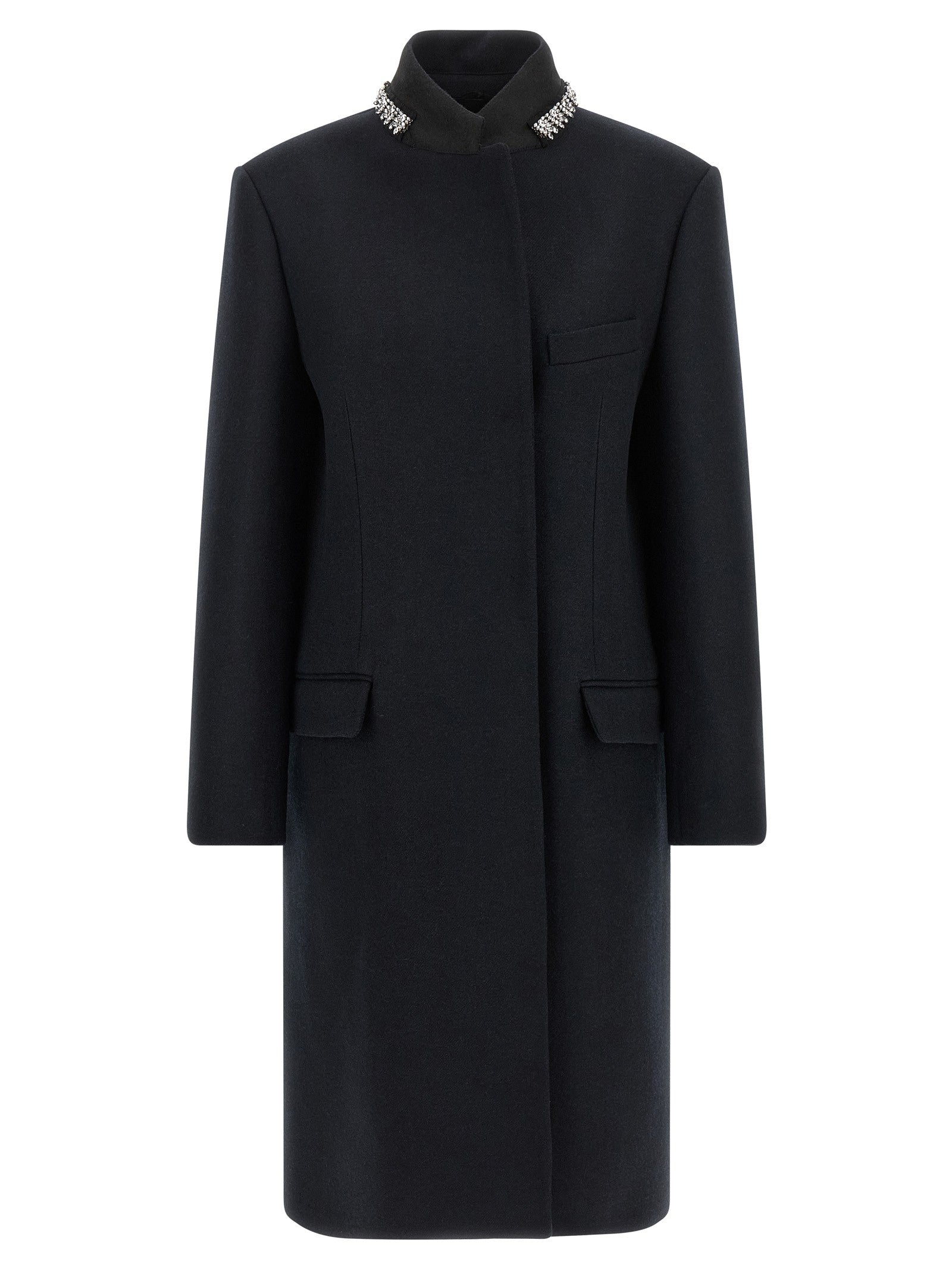 PRADA Jewel Collar Coat Blue