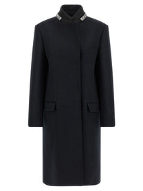 PRADA Jewel Collar Coat Blue