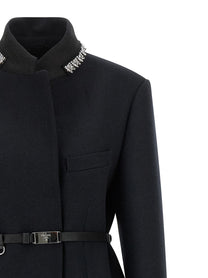 PRADA Jewel Collar Coat Blue